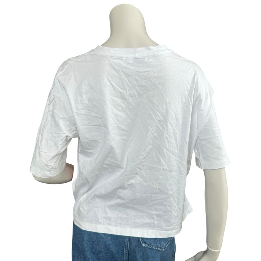 Sandro Eulalin Scarf Printed Insert Contrast White Tee Shirt Size 1 or Small - Picture 7 of 13
